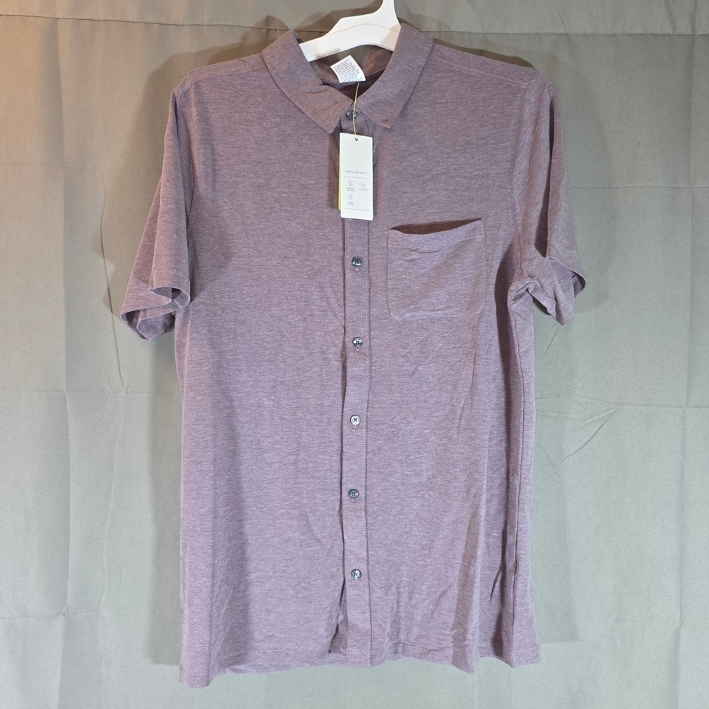 All in Motion Mens Commuter Shirt Burgundy Short Sleeve Button Down M NEW